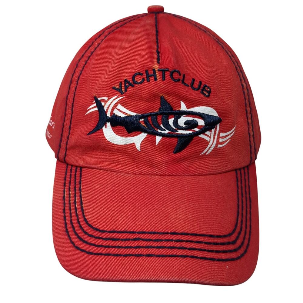 Yacht Club Slideback 5 Panel Cap Red One Size Adjustable Embroidered Cotton